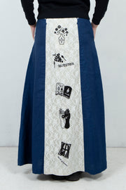 5 ELEMENTS embroidery linen long skirt