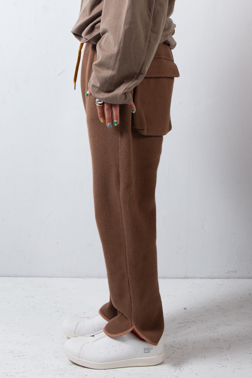 Wool Raschel Slit Easy Pants