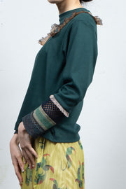 Green lace cut and sew