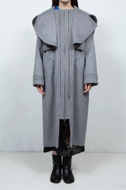 GHOST PARTY / linen & cotton layered coat Grey