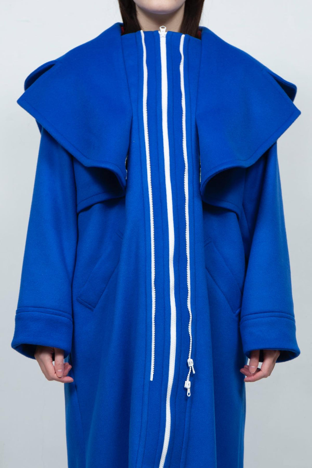 GHOST PARTY / cashmere layered coat Blue