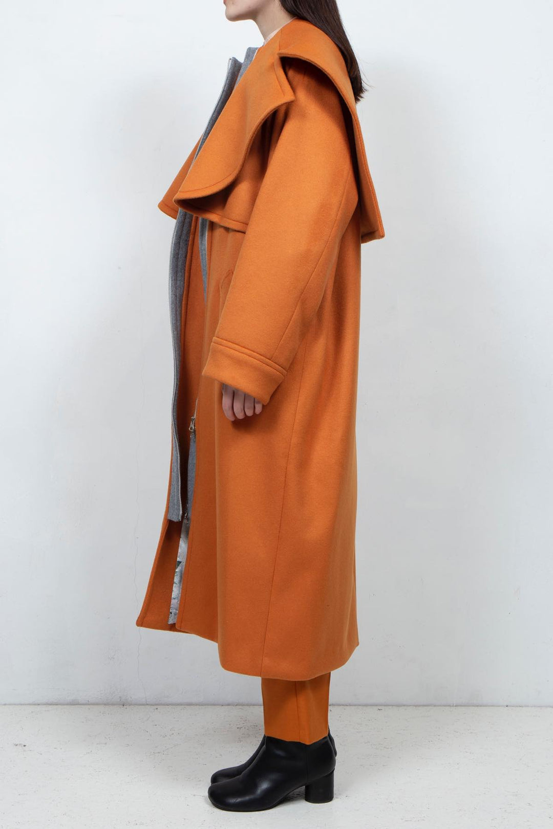GHOST PARTY / cashmere layered coat Orange