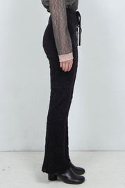 Flower Jacquard Knit Pants Black