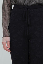 Flower Jacquard Knit Pants Black