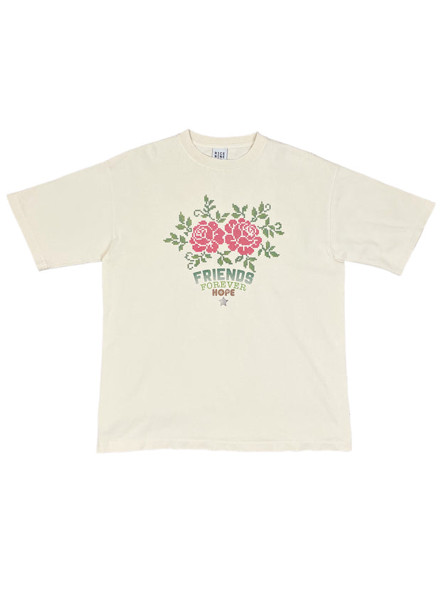 Rose Distressed Tee OFF WHITE