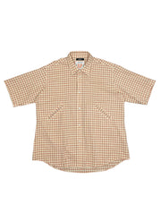 Linen Cotton Seersucker Shirt ORANGE CHECK