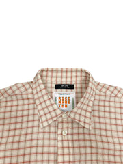 Linen Cotton Seersucker Shirt ORANGE CHECK