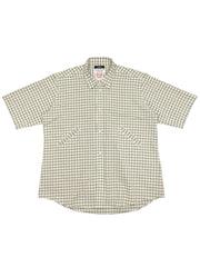 Linen Cotton Seersucker Shirt GREEN CHECK