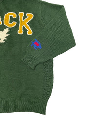 Hand Knit College Sweater IVY GREEN