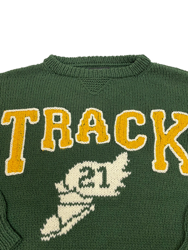 Hand Knit College Sweater IVY GREEN / RICE NINE TEN（ライス ナイン