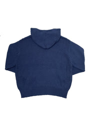 Hand Knit Hooded College Sweater NAVY