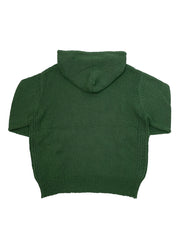 Hand Knit Hooded College Sweater IVY GREEN
