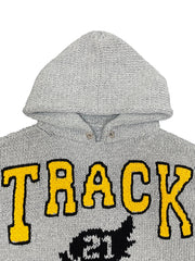 Hand Knit Hooded College Sweater GRAY