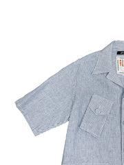 French Linen Cargo Pocket Shirt BLUE