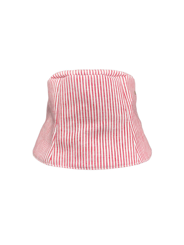 French Linen Brimless Bucket Hat RED